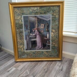 Vintage French interior Art Print by Roger Jourdan Fleetwood art gold frame